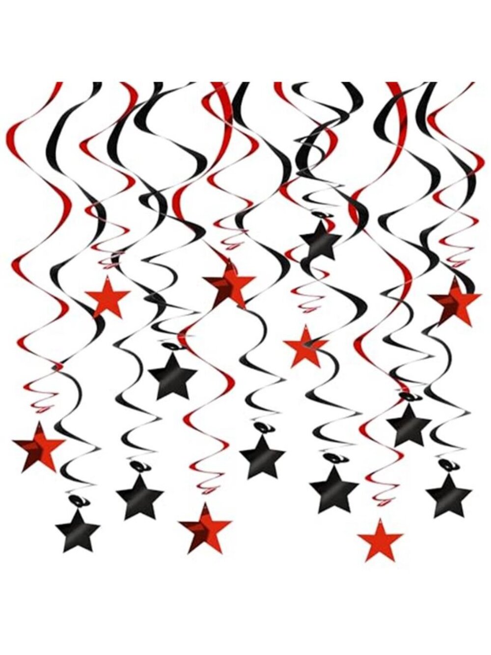Red Black Stars Hanging Swirls Graduation Hanging Ornament Decorations for